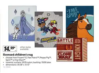 Lidl Licensed Children's Rug offer