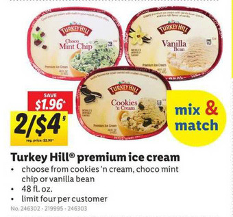 Lidl Turkey Hill Premium Ice Cream offer
