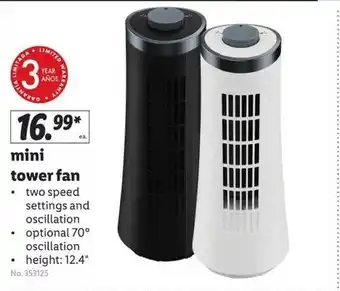 Lidl Mini Tower Fan offer
