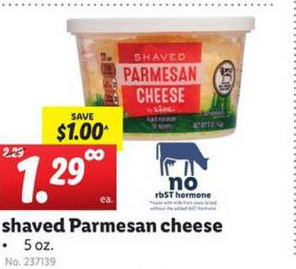 Lidl Shaved Parmesan Cheese offer