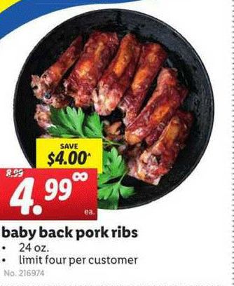Lidl Baby Back Pork Ribs offer