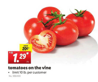 Lidl Tomatoes On The Vine offer