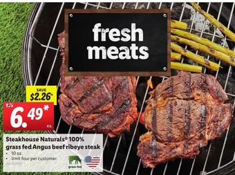 Lidl Steakhouse Naturals 100% Grass Fed Angus Beef Ribeye Steak offer