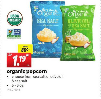 Lidl Organic Popcorn offer