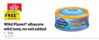 Lidl Wild Planet, Albacore Wild Tuna, No Salt Added offer