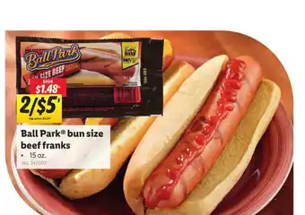 Lidl Ball Park, Bun Size Beef Franks 15 Oz. offer