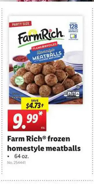Lidl Farm Rich, Frozen Homestyle Meatballs 64 Oz. offer