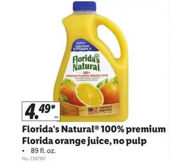 Lidl Florida's Natural 100% Premium Florida Orange Juice, No Pulp 89 Fl Oz. offer