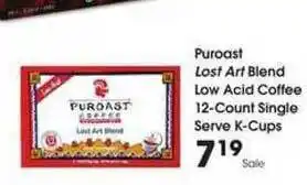 Kroger Puroast Lost Art Blend Low Acid Coffee 12-count Single Serve K-cups offer