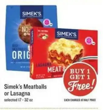 Lowes Foods Simek's Meatballs Or Lasagna offer
