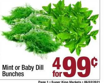 Super King Markets Mint Or Baby Dill Bunches offer
