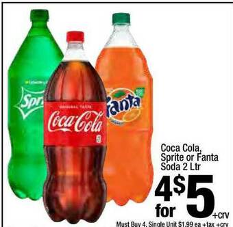 Super King Markets Coca Cola, Sprite Or Fanta Soda 2 Ltr offer
