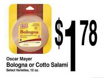 Super Saver Oscar Mayer, Bologna Or Cotto Salami offer