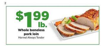 Hy-Vee Whole Boneless Pork Loin offer