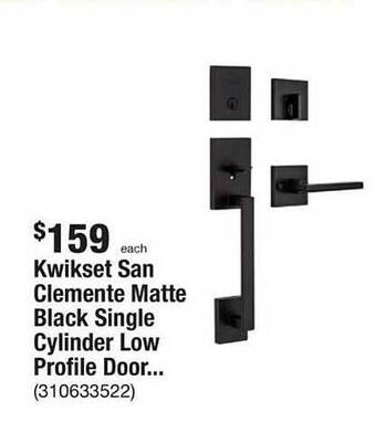 The Home Depot Kwikset San Clemente Matte Black Single Cylinder Low Profile Door offer