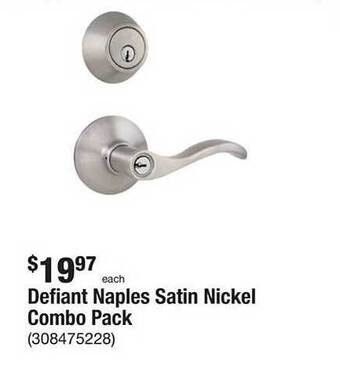 The Home Depot Defiant Naples Satin Nickel Combo Pack offer