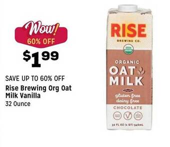 Grocery Outlet Rise Brewing Org Oat Milk Vanilla offer