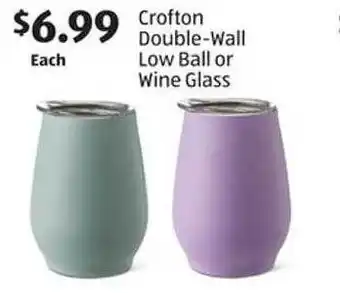 Aldi Crofton Double-wall Low Ball Or Wine Glass offer