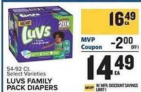 Food Lion Luvs Family Pack Diapers offer