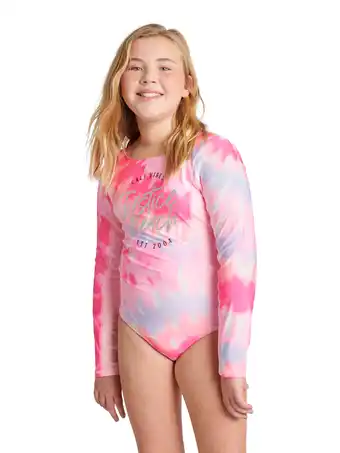 Walmart Justice Girls 1 Piece Long Sleeve Rashguard Swimsuit, Sizes 5-18 offer