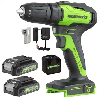 Walmart Greenworks 24V Brushless 1/2-inch 310 in./lbs. Drill/Driver with (2) 2.0 Ah Batteries & Charger offer