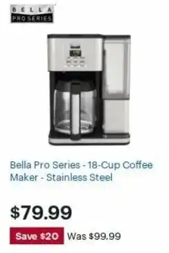 Best Buy Bella Pro Series 18-Cup Coffee Maker -Stainless Steel offer