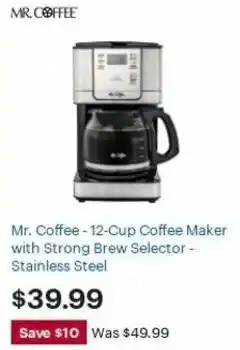 Best Buy Mr. Coffe 12 Cup Coffee Maker With Strong Brew Selector offer