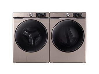 Samsung Front load washer & dryer set with steam and steam sanitize+ in champagne offer