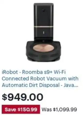 Best Buy Irobot Roomba S9+Wi-Fi Connected Robot Vacuum With Automatic Dirt Disposal offer