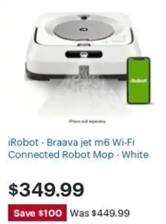 Best Buy Irobot Braava Jet m6 Wi-Fi Connected Robot Mop offer