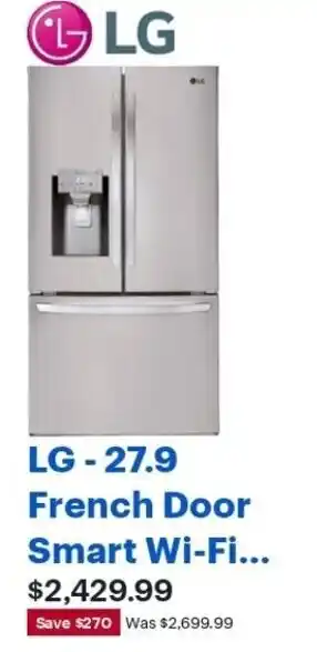 Best Buy LG 27.9 French Door Smart Wi-Fi offer