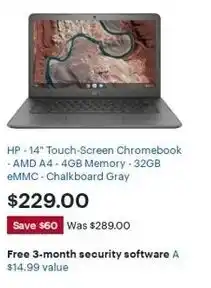 Best Buy HP 14" Touch Screen Chromebook AMD A4-4GB Memory 32GB offer