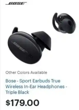 Best Buy Bose Sport Earbuds True Wireless In Ear Headphones Triple Black offer