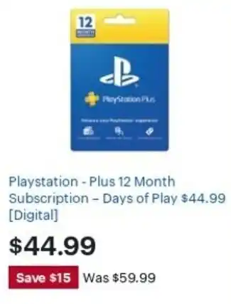 Best Buy Playstation Plus 12 Month offer