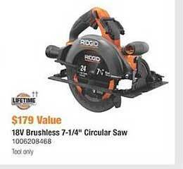 The Home Depot 18v Brushless 7-1-4 Circular Saw offer
