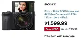 Best Buy Sony Alpha 6600 Mirrorless 4K Video Camera offer