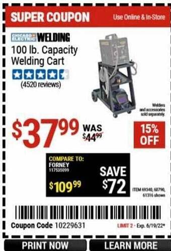 Harbor Freight Tools Welding 100 Lb. Capacity Welding Cart offer