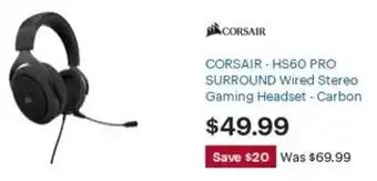 Best Buy Corsair HS60 Pro Surround Wired Stereo Gaming Headset offer