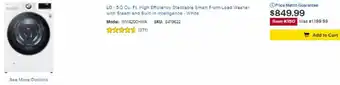 Best Buy LG 5.0 Cu.Ft. High Efficiency Smart Front Load Washer WM4200HWA offer