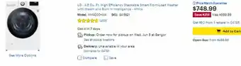 Best Buy LG 4.5 Cu. Ft. High Efficiency Stackable Smart Front Load Washer WM4000HWA offer