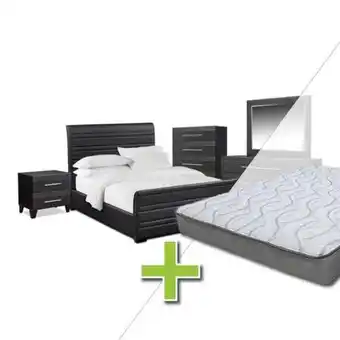 7 - piece new deal black ii queen bedroom set & 8" queen mattress w/ foundation & protectors