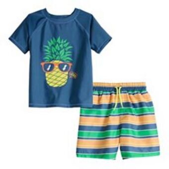 Kohl's Toddler boy jumping beans® graphic rash guard & printed swim trunks swim set offer