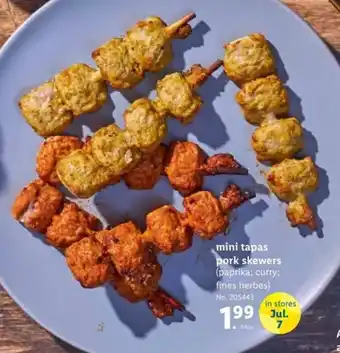Lidl Mini Tapas Pork Skewers offer