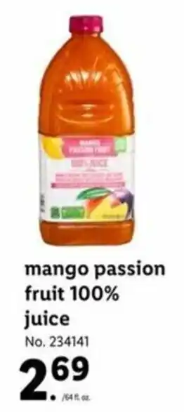 Lidl Mango Passion Fruit 100% Juice offer