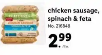 Lidl Chicken Sausage,Spinach & Feta offer