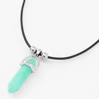 Claire's Green glow in the dark mystical gem pendant black cord necklace offer