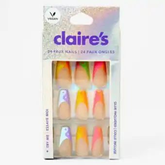Claire's Yin yang tip coffin vegan faux nail set - 24 pack offer