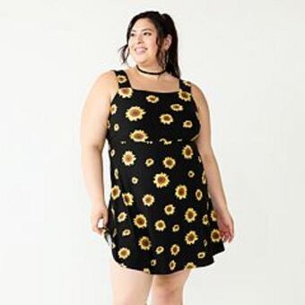 Kohl's Juniors' plus size so® squareneck tank fit & flare mini dress offer