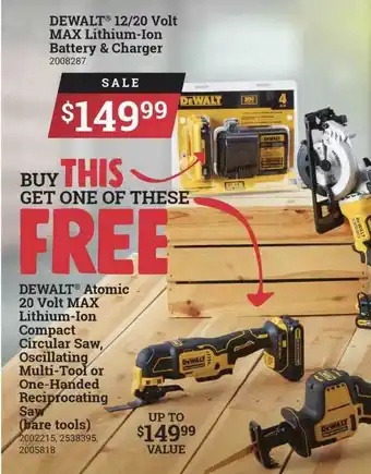 Ace Hardware Dewalt Atomic 20 Volt Max Lithium-ion Compact Circular Saw , Oscillating Multi-tool Or One-handed Reciprocating Saw offer