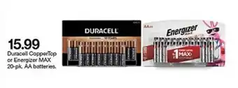 Target Duracell Coppertop Or Energizer Max offer